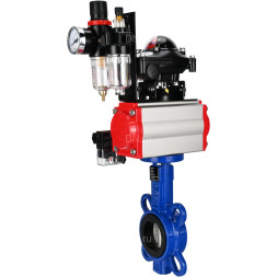 Затвор дисковый поворотный WBV1432N-2W-Fb-H Ду125 Ру16, корпус - чугун GGG50, диск - нержавеющая сталь 316L, уплотнение - NBR, с пневмоприводом PA-DA-105, пневмораспределителем 4M310-08 DC24V, БКВ APL-210N, БПВ AFC2000