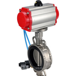 Затвор дисковый поворотный WBV3232E-2W-Fb-H Ду250 Ру16, корпус - нержавеющая сталь 316L, диск - нержавеющая сталь 316L, уплотнение - EPDM, с пневмоприводом PA-DA-140 двойного действия, с пневмораспределителем 4V320-10 AC220V