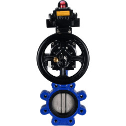 Затвор дисковый поворотный WBV1631E-2W-Fb-H Ду125 Ру16 LUG корпус - чугун QT450, диск - нержавеющая сталь 304, уплотнение - EPDM, с пневмоприводом PA-DA-105-1, пневмораспределителем 4M310-08 DC24V и БКВ APL-410N EX