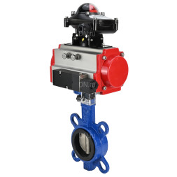 Затвор дисковый поворотный WBV1432N-2W-Fb-H Ду40 Ру16, корпус - чугун GGG50, диск - нержавеющая сталь 316L, уплотнение - NBR, с пневмоприводом PA-SA-083 с возвратными пружинами, пневмораспределителем 4M310-08 DC24V, БКВ APL-210N