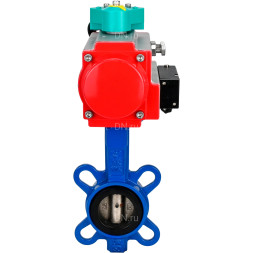 Затвор дисковый поворотный WBV1413E-2W-Fb-H Ду40 Ру16 корпус - чугун GGG50, диск - чугун GGG40, уплотнение - EPDM, 9х9, F05, с пневмоприводом PA-DA-052, пневмораспределителем 4M310-08 AC220V и магнитным переключателем ALS200D