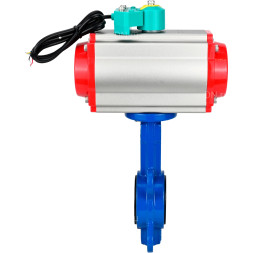 Затвор дисковый поворотный WBV1413E-2W-Fb-H Ду40 Ру16 корпус - чугун GGG50, диск - чугун GGG40, уплотнение - EPDM, 9х9, F05, с пневмоприводом PA-DA-052, пневмораспределителем 4M310-08 AC220V и магнитным переключателем ALS200D
