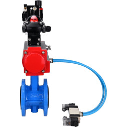 Затвор дисковый поворотный WBV1313E-2W-F-H Ду50 Ру16 фланцевый, корпус - чугун GGG40, диск - чугун GGG40, EPDM, с пневмоприводом PA-DA-105, пневмораспределителем 4V320-10 AC220V, БКВ APL-210N и БПВ AFC2000