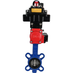 Затвор дисковый поворотный WBV1432E-2W-Fb-H Ду150 Ру16, корпус - чугун GGG50, диск - нержавеющая сталь 316L, уплотнение - EPDM, с пневмоприводом PA-DA-105, пневмораспределителем 4M310-08 AC220V, БКВ APL-410N EX, БПВ AFC2000