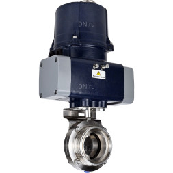 Затвор дисковый поворотный WBV3131S-2W-T-H Ду15 Ру10 резьбовой, корпус - пищевая нерж. сталь AISI 304, диск - нерж. сталь AISI 304, уплотнение - Silicon, с электроприводом четвертьоборотным QTSA-N-003EM-O0-220VAC с пружинным возвратом
