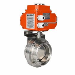 Затвор дисковый поворотный WBV3131E-2W-T-H Ду20 Ру10 резьбовой, корпус - пищевая нержавеющая сталь 304, уплотнение - EPDM, с электроприводом QT-N-003EM-O1-24VDC-У1 HARK