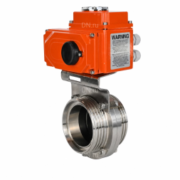 Затвор дисковый поворотный WBV3131E-2W-T-H Ду20 Ру10 резьбовой, корпус - пищевая нержавеющая сталь 304, уплотнение - EPDM, с электроприводом QT-N-003EM-O1-24VDC-У1 HARK
