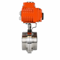 Затвор дисковый поворотный WBV3131E-2W-T-H Ду20 Ру10 резьбовой, корпус - пищевая нержавеющая сталь 304, уплотнение - EPDM, с электроприводом QT-N-003EM-O1-24VDC-У1 HARK