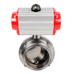 Затвор дисковый поворотный кламповый WBV3131E-2W-C-H Ду32 Ру10 корпус - пищевая нержавеющая сталь 304, уплотнение – EPDM, с пневмоприводом PA-SA-065 с возвратными пружинами