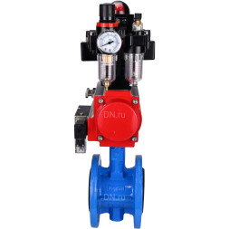 Затвор дисковый поворотный WBV1313E-2W-F-H Ду125 Ру16 фланцевый, корпус - чугун GGG40, диск - чугун GGG40, EPDM, с пневмоприводом PA-DA-130, пневмораспределителем 4M310-08 DC24V, БКВ APL-410N EX и БПВ AFC2000