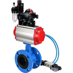 Затвор дисковый поворотный WBV1313E-2W-F-H Ду80 Ру16 фланцевый, корпус - чугун GGG40, диск - чугун GGG40, EPDM, с пневмоприводом PA-DA-105, пневмораспределителем 4V320-10 AC220V, БКВ APL-210N и БПВ AFC2000