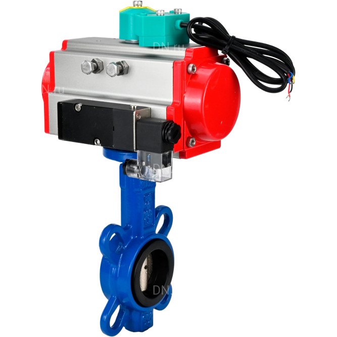 Затвор дисковый поворотный WBV1413E-2W-Fb-H Ду80 Ру16 корпус - чугун GGG50, диск - чугун GGG40, уплотнение - EPDM, с пневмоприводом PA-DA-065, пневмораспределителем 4M310-08 AC220V и магнитным переключателем ALS200D в Уфе