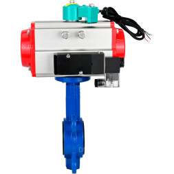 Затвор дисковый поворотный WBV1413E-2W-Fb-H Ду80 Ру16 корпус - чугун GGG50, диск - чугун GGG40, уплотнение - EPDM, с пневмоприводом PA-DA-065, пневмораспределителем 4M310-08 AC220V и магнитным переключателем ALS200D