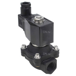 Клапан электромагнитный VS541-NT-NC-24VAC 1/2″ Ду15 Ру6 соленоидный двухходовой, резьбовой, корпус - полиамид PA66, уплотнение - NBR, нормально-закрытый, прямого действия, катушка - 24В AC