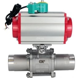 Кран шаровой BV3131P(3pc)-FP-W-ISO-H LONG Ду40 Ру40 полнопроходной, корпус - нержавеющая сталь 304, уплотнение - PTFE, под приварку, с пневмоприводом PA-DA-065 и магнитным переключателем ALS200D