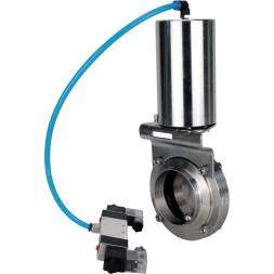 Затвор дисковый поворотный WBV3131S-2W-W-H Ду50 Ру10 под приварку, пищевая нержавеющая сталь 304, уплотнение – Silicon, с пневмоприводом PA-SA-85 и пневмораспределителем 4V320-08 AC220V