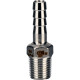 Штуцер елочка BF31-T-1/2-13 1/2″х13мм Ду15 Ру16 шланговый, корпус - нержавеющая сталь AISI 304 (CF8), присоединение - наружная резьба/штуцер