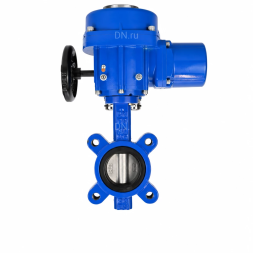 Затвор дисковый поворотный WBV1631E-2W-Fb-H Ду150 Ру16 LUG межфланцевый, корпус - чугун QT450, диск - нержавеющая сталь AISI 304, уплотнение - EPDM, с электроприводом QT-N-020M-O2-380VAC-У1 с моментной муфтой и штурвалом