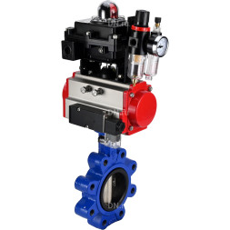 Затвор дисковый поворотный WBV1616E-2W-Fb-H Ду125 Ру16 LUG корпус - чугун QT450, диск - чугун QT450, уплотнение - EPDM, с пневмоприводом PA-DA-105, пневмораспределителем 4M310-08 DC24V, БКВ APL-410N EX и БПВ AFC2000