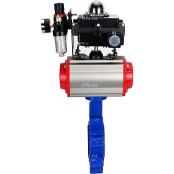 Затвор дисковый поворотный WBV1616E-2W-Fb-H Ду125 Ру16 LUG корпус - чугун QT450, диск - чугун QT450, уплотнение - EPDM, с пневмоприводом PA-DA-105, пневмораспределителем 4M310-08 DC24V, БКВ APL-410N EX и БПВ AFC2000