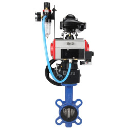 Затвор дисковый поворотный WBV1432E-2W-Fb-H Ду40 Ру16, корпус - чугун GGG50, диск - нержавеющая сталь 316L, EPDM, с пневмоприводом PA-DA-052, пневмораспределителем 4M310-08 DC24V, БКВ APL-210N, ручным дублером MON1-250-T26-ISO, БПВ AFC2000