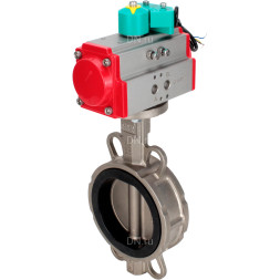 Затвор дисковый поворотный WBV3232N-2W-Fb-H Ду100 Ру16 корпус - нержавеющая сталь 316L, диск - нержавеющая сталь 316L, уплотнение - NBR, с пневмоприводом PA-DA-105 и магнитным переключателем ALS200D