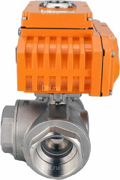 Кран шаровой BV3232P(4pc)-SP-3WL-T-ISO-H Ду25 Ру63 стандартнопроходной L-тип, трехходовой, нержавеющая сталь SS316, внутренняя резьба, уплотнение - PTFE, с эл. приводом E34-N-005EM-O1-220VAC-У1