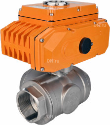 Кран шаровой BV3232P(4pc)-SP-3WL-T-ISO-H Ду25 Ру63 стандартнопроходной L-тип, трехходовой, нержавеющая сталь SS316, внутренняя резьба, уплотнение - PTFE, с эл. приводом E34-N-005EM-O1-220VAC-У1