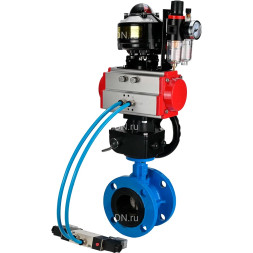 Затвор дисковый поворотный WBV1313E-2W-F-H Ду150 Ру16, корпус - чугун GGG40, диск - чугун GGG40, EPDM, с пневмоприводом PA-DA-130, пневмораспределителем 4M320-08 AC220V, ручным дублером MON1-250-T26-ISO, БКВ APL-510N EX и БПВ AFC2000