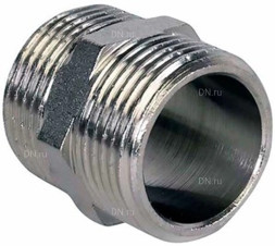Ниппель Н-304-НР-НР 1 1/2″ Ду40 Ру20, корпус - нержавеющая сталь AISI 304, присоединение - наружная/наружная резьба, тип резьбы - BSPT