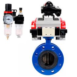 Затвор дисковый поворотный WBV1331E-2W-F-H Ду200 Ру16 фланцевый, корпус - чугун GGG40, диск - нержавеющая сталь 304, EPDM, с пневмоприводом PA-SA-210, пневмораспределителем 4V320-10 AC220V, БКВ APL-210N и БПВ AFC2000