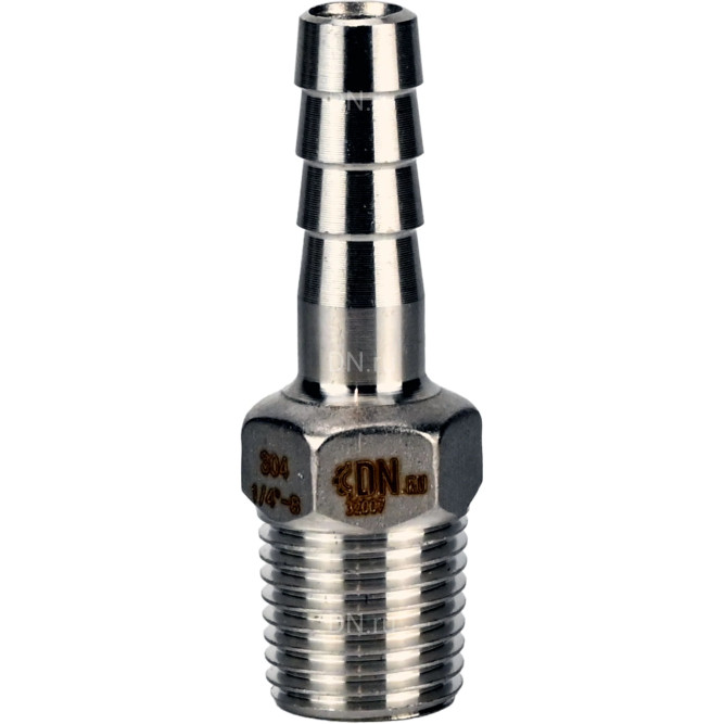 Штуцер елочка BF31-T-1/2-20 1/2″х20мм Ду15 Ру16 шланговый, корпус - нержавеющая сталь AISI 304 (CF8), присоединение - наружная резьба/штуцер в Уфе