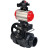 Кран шаровой BV4242E-FP-GRM-ISO Дн100 Ру10 полнопроходной, корпус - НПВХ, шар - НПВХ, уплотнение - EPDM, с пневмоприводом PA-DA-065, пневмораспределителем 4M310-08 DC24V, ручным дублером MON1-250-T26-ISO и БКВ APL-210N в Уфе