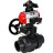 Кран шаровой BV4242E-FP-GRM-ISO Дн100 Ру10 полнопроходной, корпус - НПВХ, шар - НПВХ, уплотнение - EPDM, с пневмоприводом PA-DA-065, пневмораспределителем 4M310-08 DC24V, ручным дублером MON1-250-T26-ISO и БКВ APL-210N в Уфе
