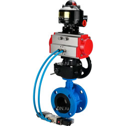 Затвор дисковый поворотный WBV1313E-2W-F-H Ду80 Ру16, корпус - чугун GGG40, диск - чугун GGG40, уплотнение - EPDM, с пневмоприводом PA-DA-105, пневмораспределителем 4M320-10 AC220V, ручным дублером MON1-250-T26-ISO и БКВ APL-510N EX