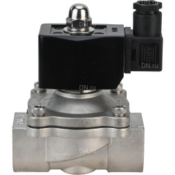 Клапан электромагнитный VS331-NT-NO-220VAC 3/8″ Ду10 Ру10, соленоидный двухходовой, корпус - нержавеющая сталь 304, уплотнение - NBR, резьбовой, нормально-открытый, прямого действия, катушка - 220В
