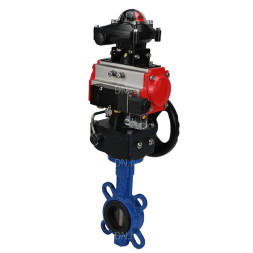Затвор дисковый поворотный WBV1432E-2W-Fb-H Ду40 Ру16, корпус - чугун GGG50, диск - нержавеющая сталь 316L, уплотнение - EPDM, с пневмоприводом PA-DA-052, пневмораспределителем 4M310-08 DC24V, БКВ APL-210N, ручным дублером MON1-250-T26-ISO