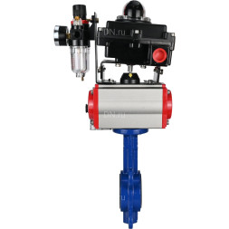 Затвор дисковый поворотный WBV1432E-2W-Fb-H Ду125 Ру16, корпус - чугун GGG50, диск - нержавеющая сталь 316L, уплотнение - EPDM, с пневмоприводом PA-DA-083 двойного действия, пневмораспределителем 4M310-08 DC24V, БКВ APL-410N EX, БПВ AFC2000