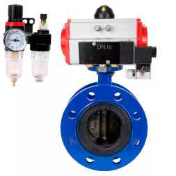 Затвор дисковый поворотный WBV1331E-2W-F-H Ду200 Ру16 фланцевый, корпус - чугун GGG40, диск - нержавеющая сталь 304, уплотнение - EPDM, с пневмоприводом PA-DA-140, пневмораспределителем 4M310-08 AC220V и БПВ AFC2000