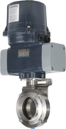 Затвор дисковый поворотный WBV3131E-2W-C-H Ду15 Ру10 кламповый, корпус - пищевая нержавеющая сталь AISI 304, диск - нержавеющая сталь AISI 304, уплотнение - EPDM, с электроприводом четвертьоборотным QTSA-N-003EM-O0-220VAC с пружинным возвратом