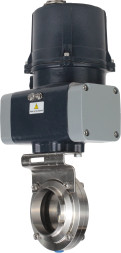 Затвор дисковый поворотный WBV3131E-2W-C-H Ду15 Ру10 кламповый, корпус - пищевая нержавеющая сталь AISI 304, диск - нержавеющая сталь AISI 304, уплотнение - EPDM, с электроприводом четвертьоборотным QTSA-N-003EM-O0-220VAC с пружинным возвратом