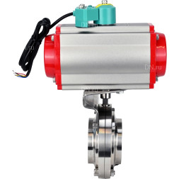 Затвор дисковый поворотный WBV3131S-2W-W-H Ду20 Ру10 под приварку, пищевая нержавеющая сталь 304, уплотнение - Silicon, с пневмоприводом PA-DA-052 и магнитным переключателем ALS200D