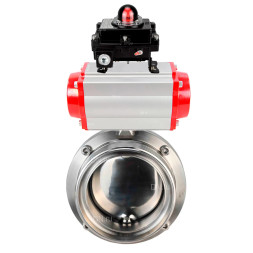 Затвор дисковый поворотный WBV3131E-2W-T-H Ду15 Ру10 резьбовой, пищевая нержавеющая сталь 304, уплотнение – EPDM, с пневмоприводом PA-DA-052 и БКВ APL-410N EX