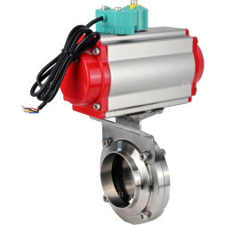 Затвор дисковый поворотный WBV3131S-2W-W-H Ду32 Ру10 под приварку, пищевая нержавеющая сталь 304, уплотнение - Silicon, с пневмоприводом PA-DA-052 и магнитным переключателем ALS200D