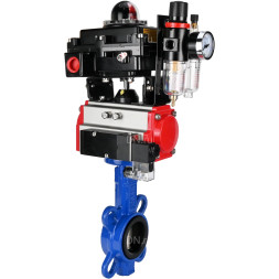 Затвор дисковый поворотный WBV1132N-2W-Fb-H Ду250 Ру16, корпус - чугун GG25, диск - нержавеющая сталь 316L, уплотнение - NBR, с пневмоприводом PA-DA-140, пневмораспределителем 4M310-08 AC220V, БКВ APL-410N EX, БПВ AFC2000