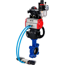 Затвор дисковый поворотный WBV1616N-2W-Fb-H Ду100 Ру16 LUG, корпус - чугун, диск - чугун, уплотнение - NBR, с пневмоприводом PA-DA-083, пневмораспределителем 4M320-10 AC220V, ручным дублером MON2-450-T28-ISO, БКВ APL-210N и БПВ AFC2000