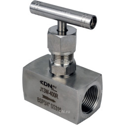 Клапан игольчатый VN3232M-T-Ht 1 1/2″ Ду40 Ру400 резьбовой, корпус - нержавеющая сталь 316, уплотнение - металл, с Т-образной рукояткой