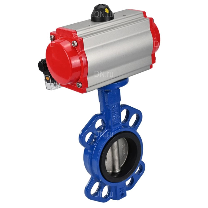 Затвор дисковый поворотный WBV1413E-2W-Fb-H Ду125 Ру16, корпус - чугун GGG50, диск - чугун GGG40, уплотнение - EPDM, с пневмоприводом PA-DA-105 и пневмораспределителем 4M310-08 AC220V в Уфе
