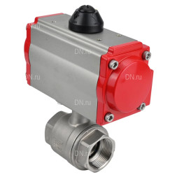 Кран шаровой BV3232P(2pc)-FP-T-ISO-H Ду10 Ру63 полнопроходной двухходовой, нержавеющая сталь 316, внутренняя резьба, уплотнение - PTFE, с пневмоприводом двойного действия PA-DA-052