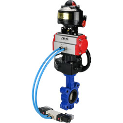 Затвор дисковый поворотный WBV1616N-2W-Fb-H Ду50 Ру16 LUG корпус - чугун QT450, диск - чугун QT450, уплотнение - NBR, с пневмоприводом PA-DA-065, пневмораспределителем 4V320-10 AC220V, БКВ APL-510N EX и редуктором MON1-250-T26-ISO